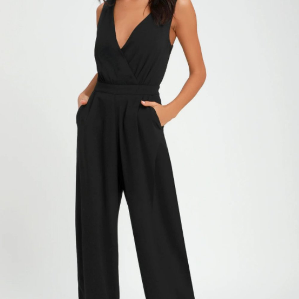 Kiska Black Lace Wide-Leg jumpsuit